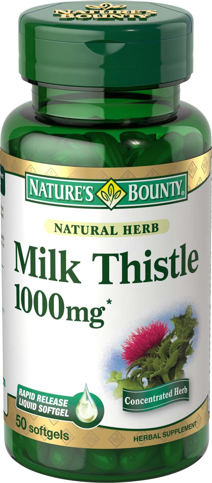 Nature's Bounty Milk Thistle 1000 mg, 50 Softgels Health