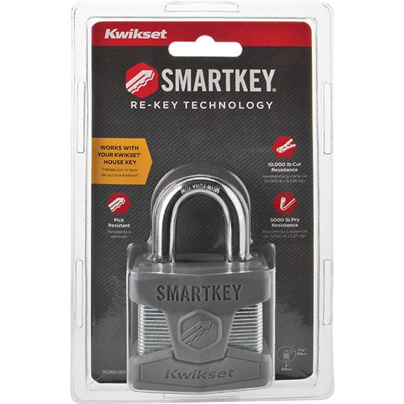 Kwikset 50MM SmartKey Padlock Standard Shackle in Satin Chrome