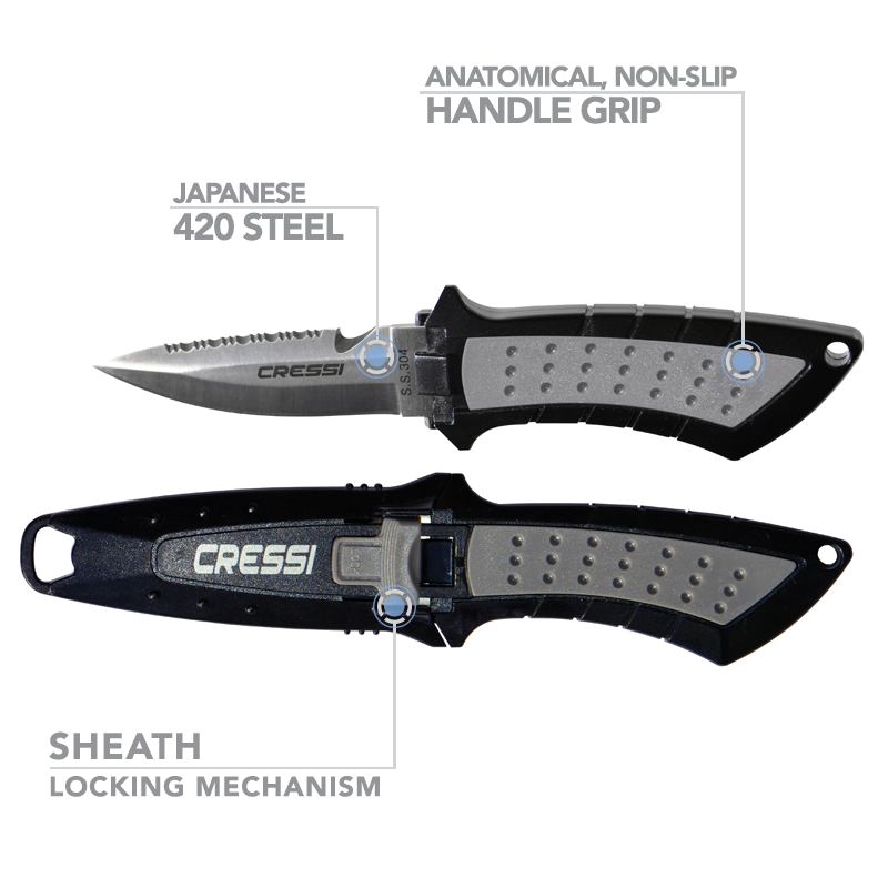 Cressi Lima Stainless Steel (2.95" Blade) Tactical Dive