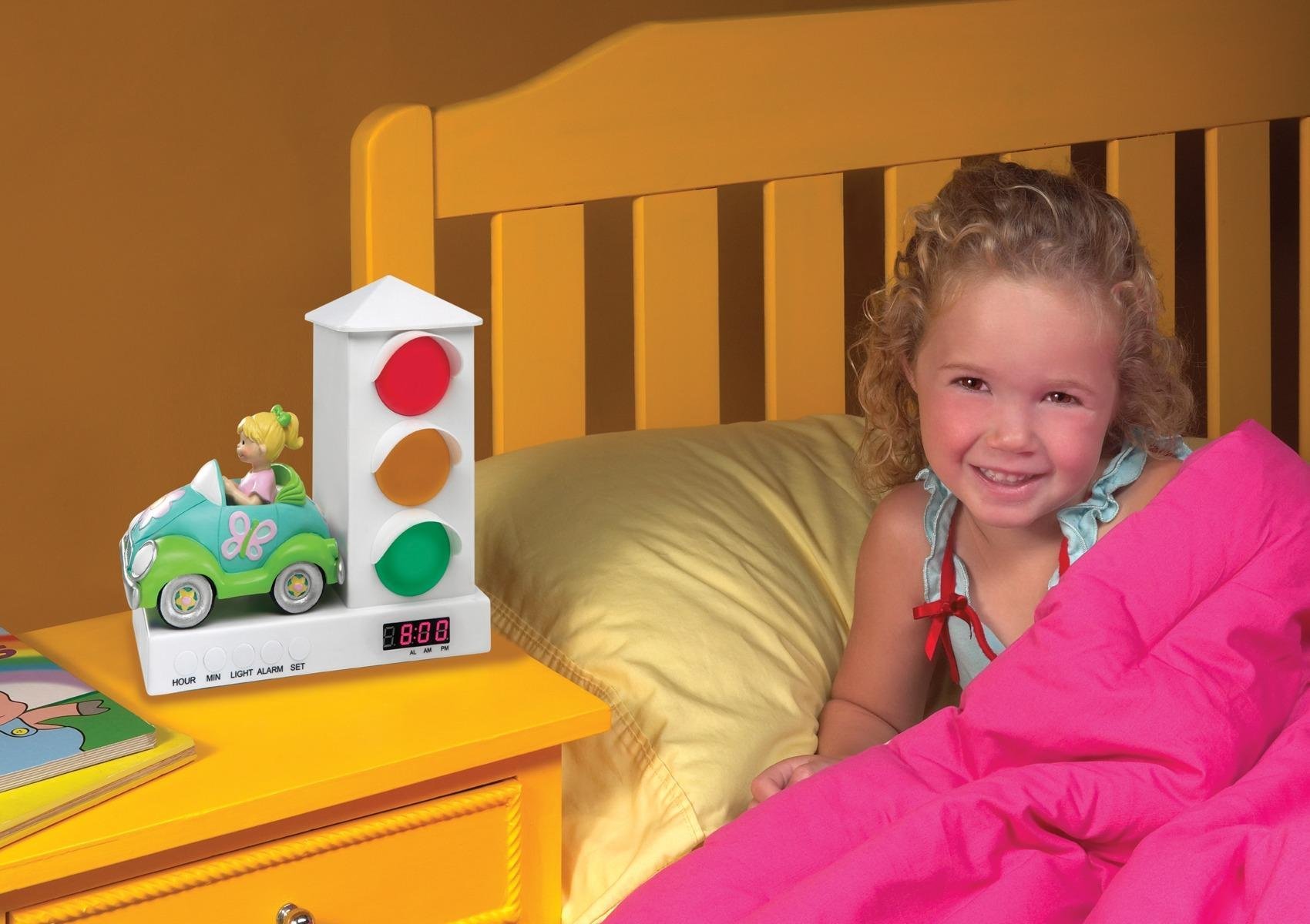 Stoplight Sleep Enhancing Alarm Clock for Kids, Red and