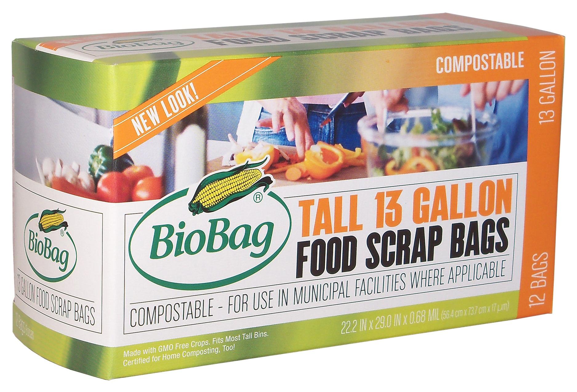 BioBag, Food Waste Bags, 13 Gallon, 12 Count (Pack of 4