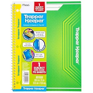 Notebook Trapper Keeper 1 Subject 70 Sheets wide-ruled Mead