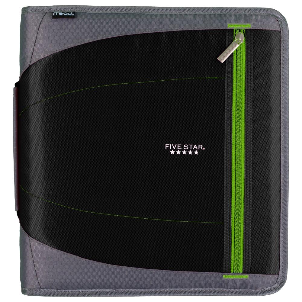 Five Star 2" Zipper Binder with Handle, Includes 3 Removable File Folders, Black