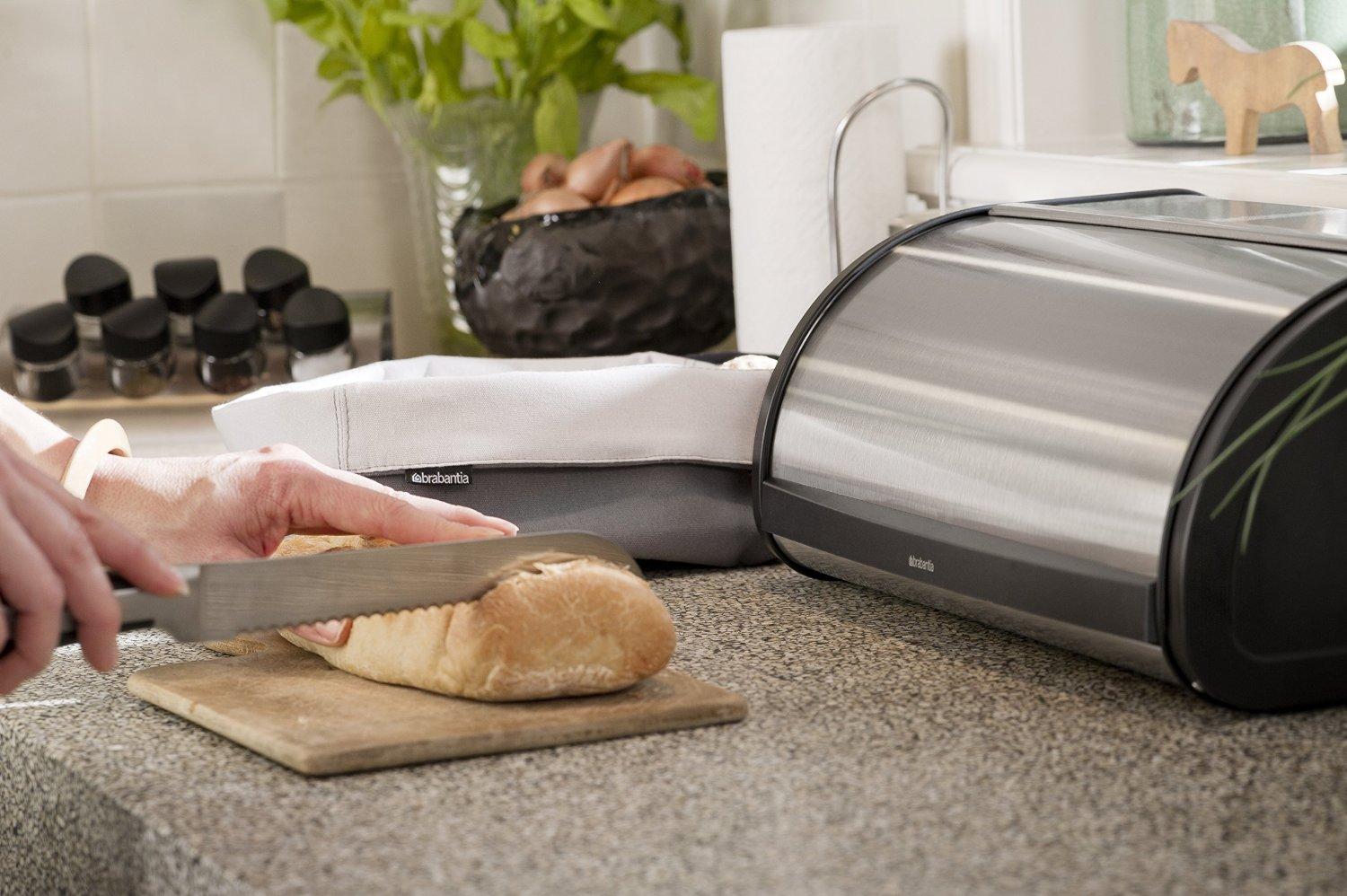 Brabantia Roll Top Bread Box Matte Steel Fingerprint