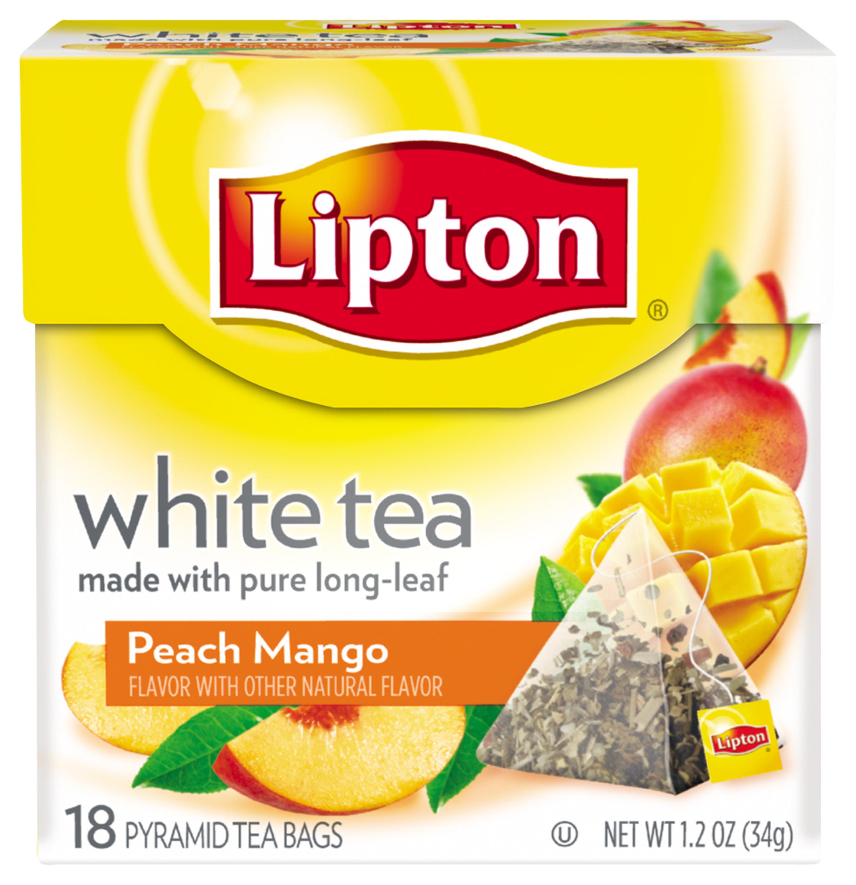 Lipton White Tea Pyramid, Peach Mango 1.2 ounce, 18 ct