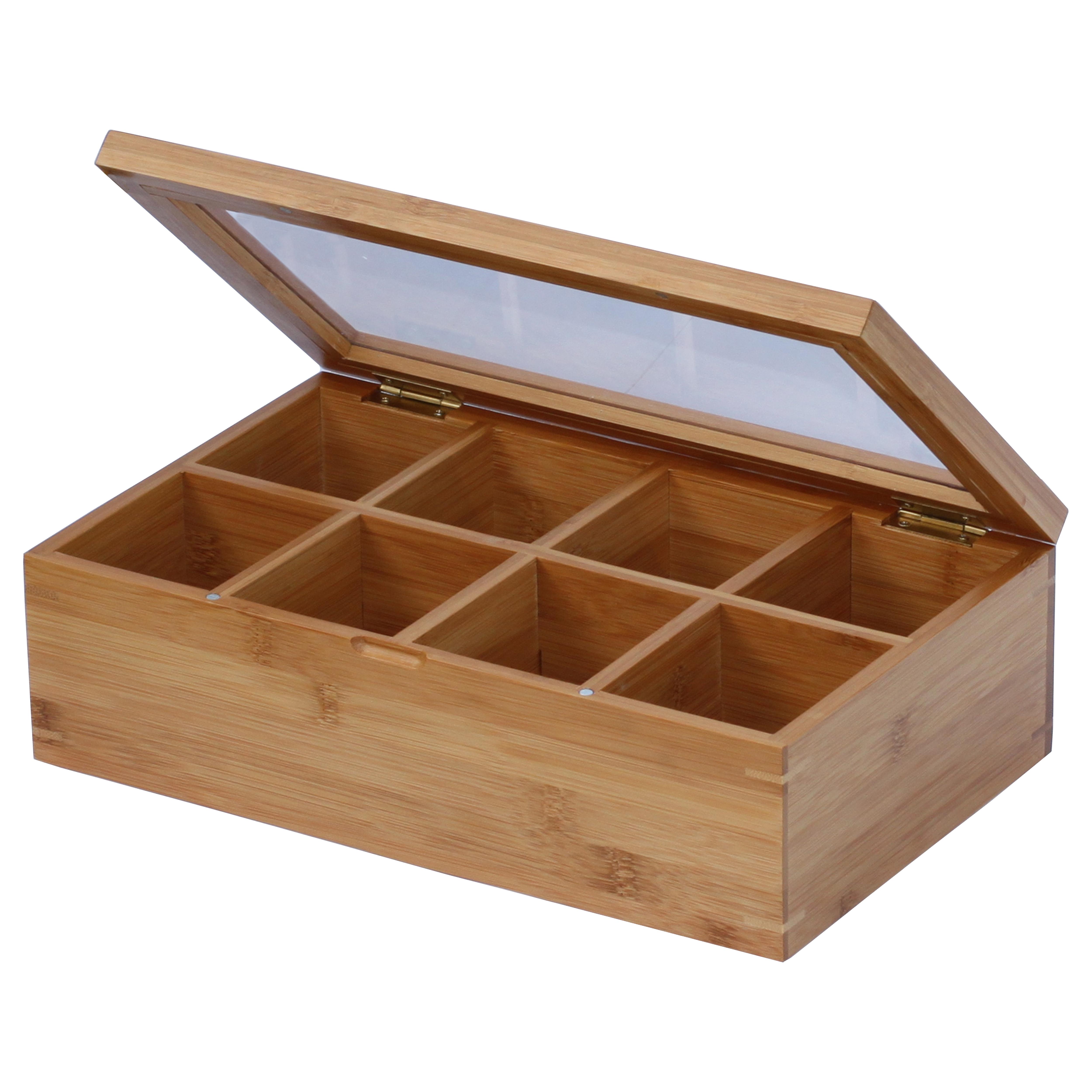 Oceanstar Bamboo Tea Box, Natural Tea Storage Chests