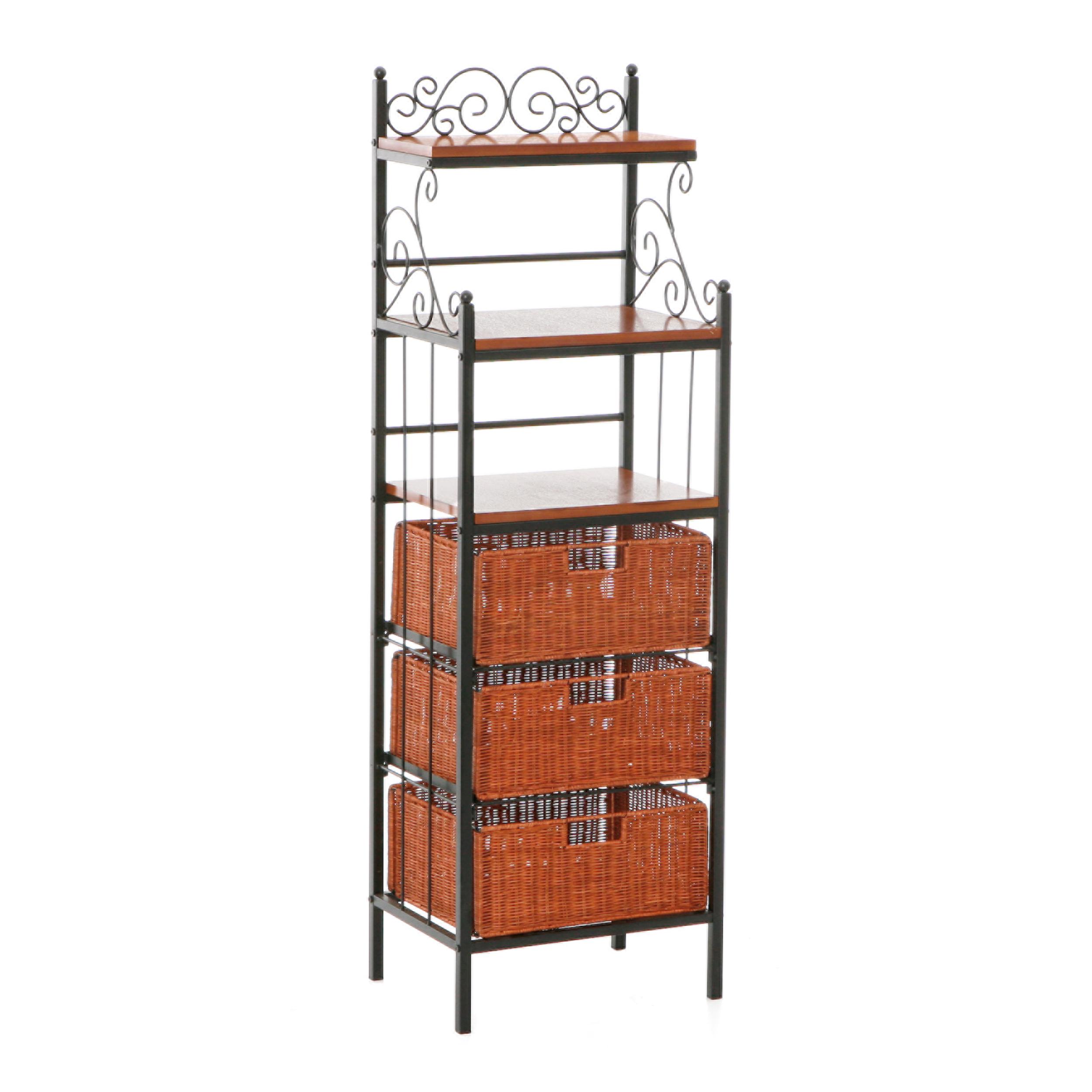 SEI Manilla 3Drawer Rattan Baker's Rack Standing Baker