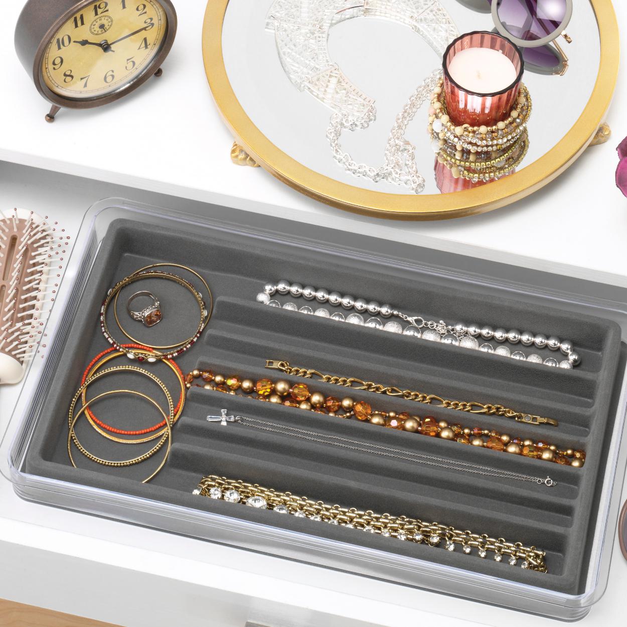 Whitmor 64834359Grey, Stackable Jewelry Tray Collection 9