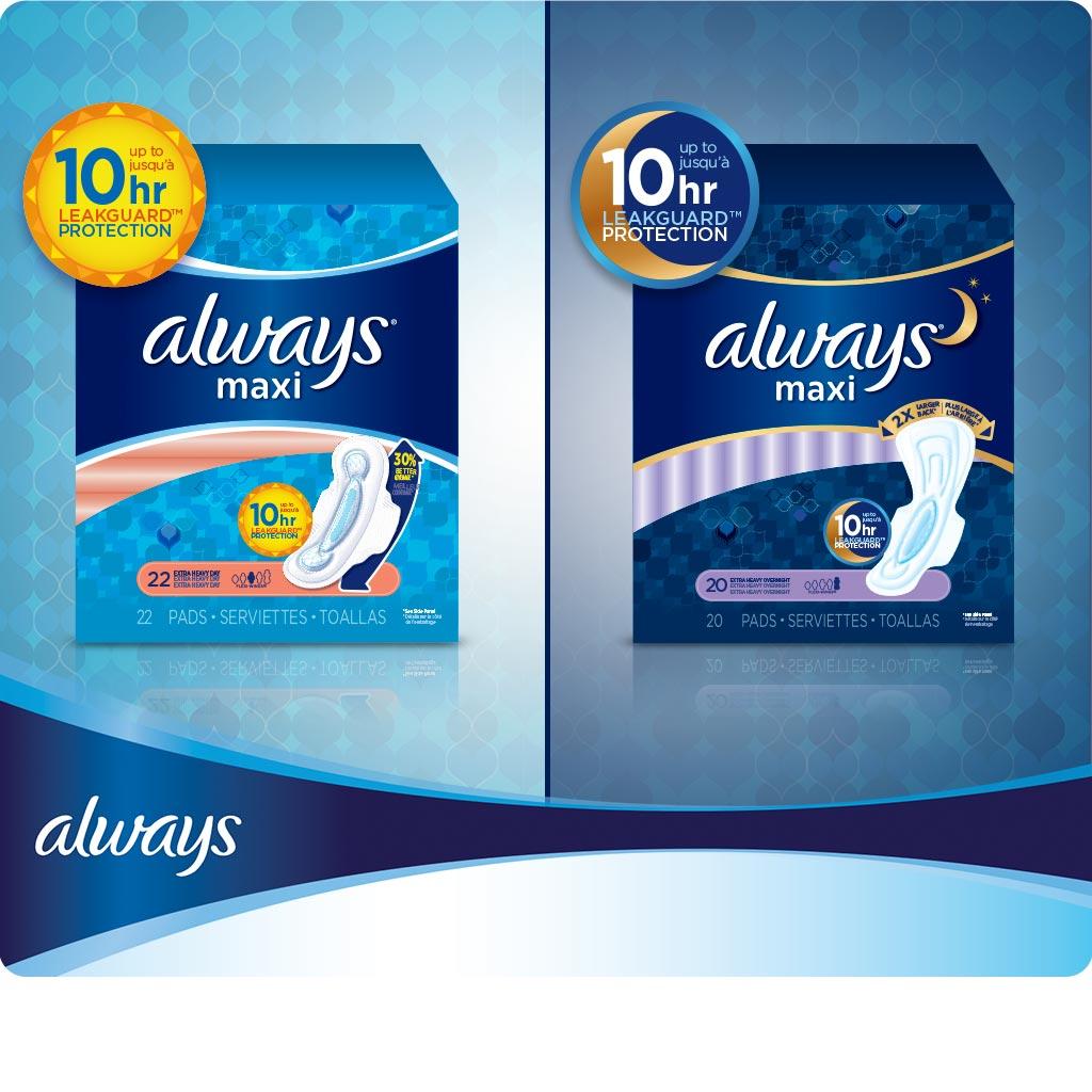 Always Maxi Unscented Pads without Wings, Regular, 48 Count