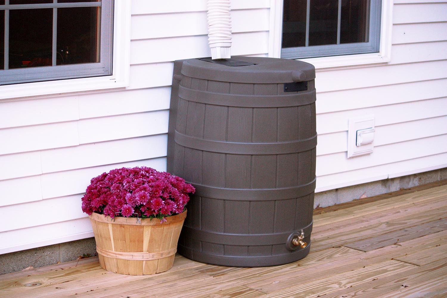 Good Ideas RW50OAK Rain Wizard Rain Barrel 50 Gallon, Oak