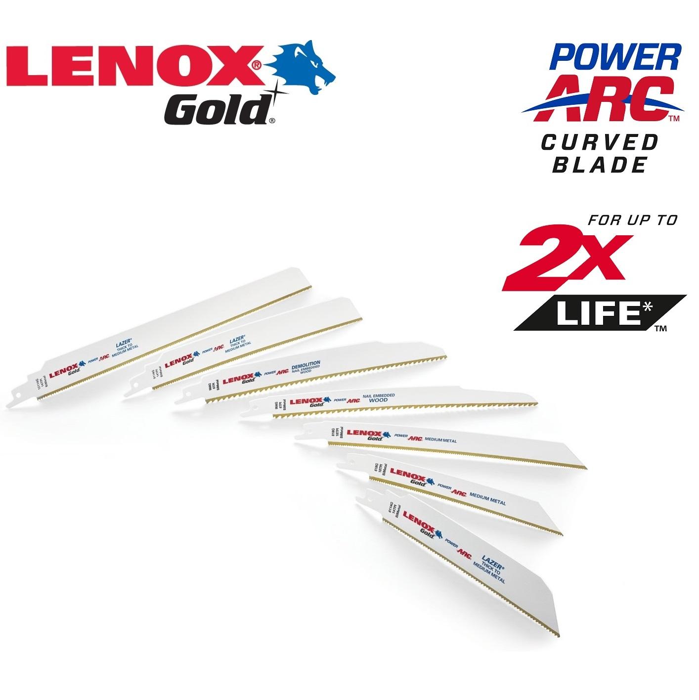 LENOX Tools 21070818GR Gold Power Arc Reciprocating Saw Blade, For