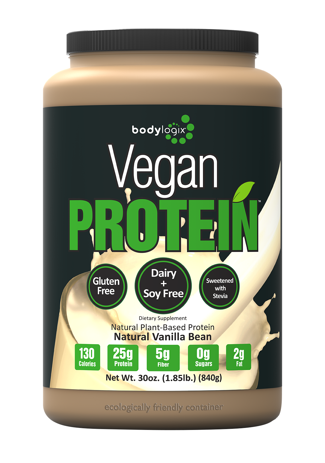 Bodylogix Natural Vegan Protein Nutrition Shake, Vanilla, 1