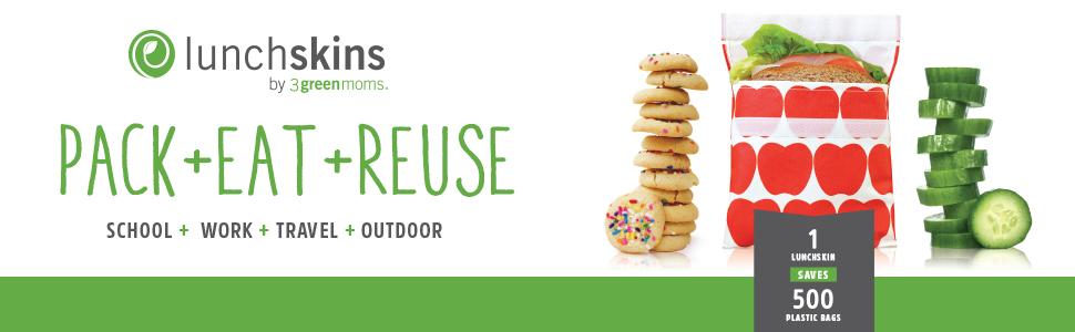 lunchskins, 3greenmoms, reusable sandwich bags, snack bags, plastic baggies