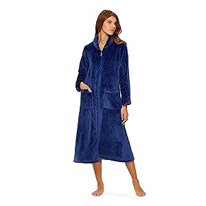 Aria Robes, Aria Sleepwear, Plush Chenille Robe, Long Cozy Robe, Plush Robe, Long Zip Robe