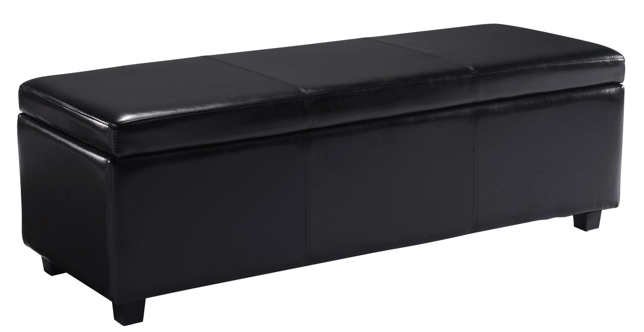 Simpli Home Avalon Rectangular Faux Leather Storage Ottoman