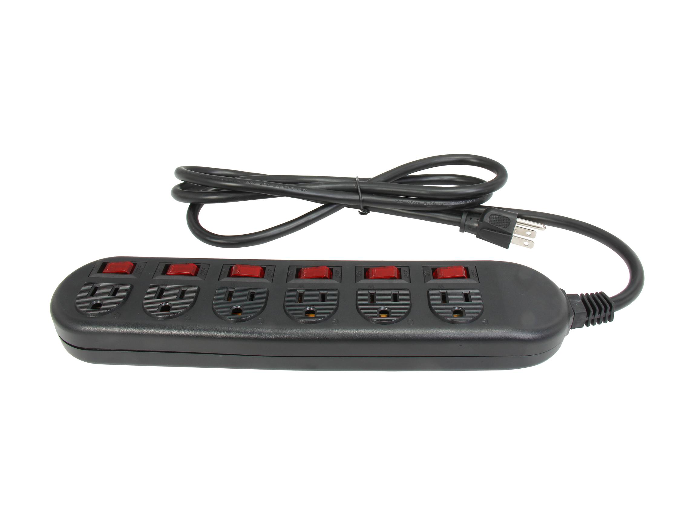 Rosewill 6 Outlet Power Strip with Individual Switches and