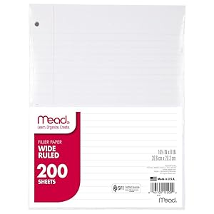 Mead Filler Paper, 200-Count, Wide Ruled, 10-1/2 x 8 Inches