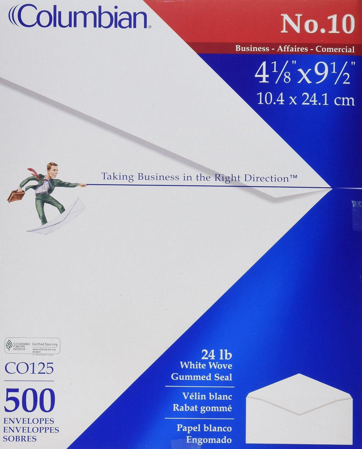 Columbian 10 Envelopes, Gummed Seal, Executive Business