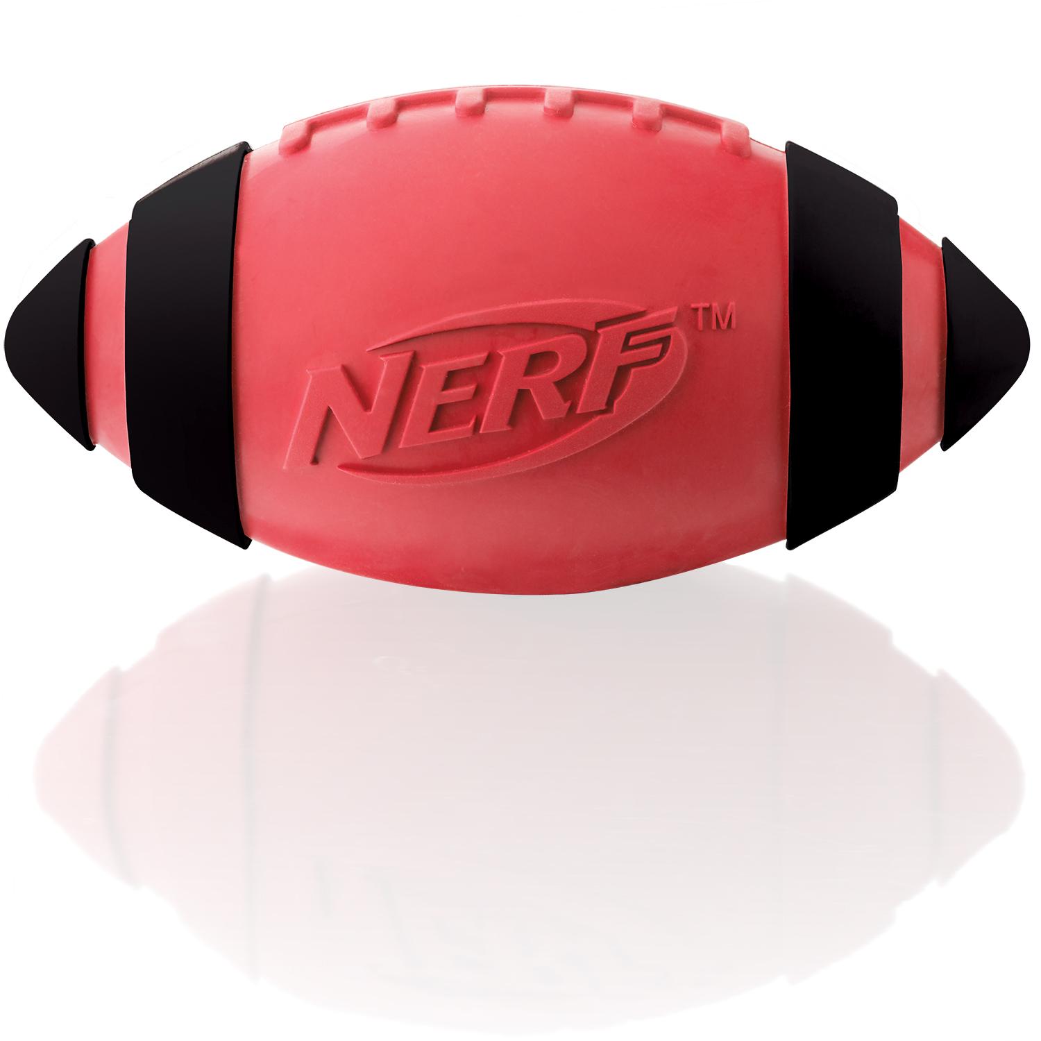 Nerf Dog Squeak Rubber Football Dog Toy, Medium/Large, Red
