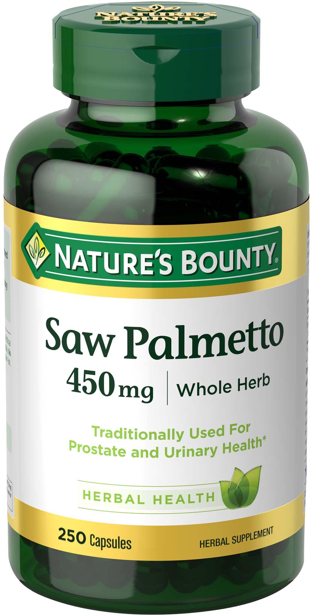 Nature's Bounty Natural Saw Palmetto 450 mg, 250 Capsules