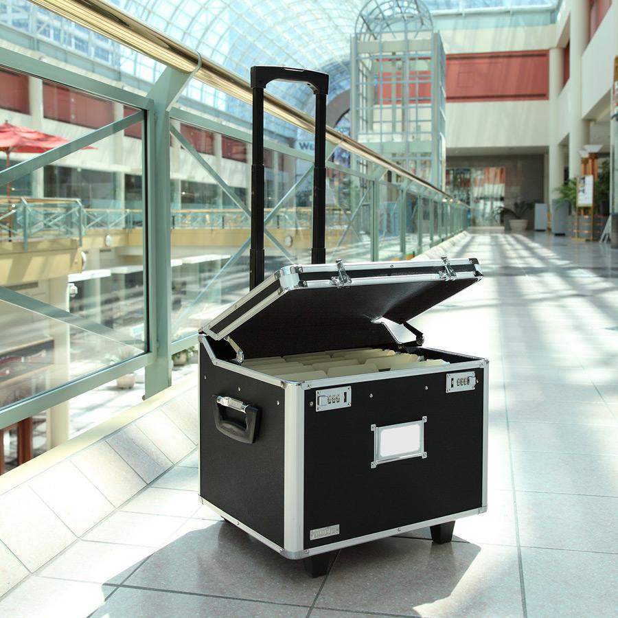 Vaultz Locking Mobile Wheelie Chest Letter/Legal, Black