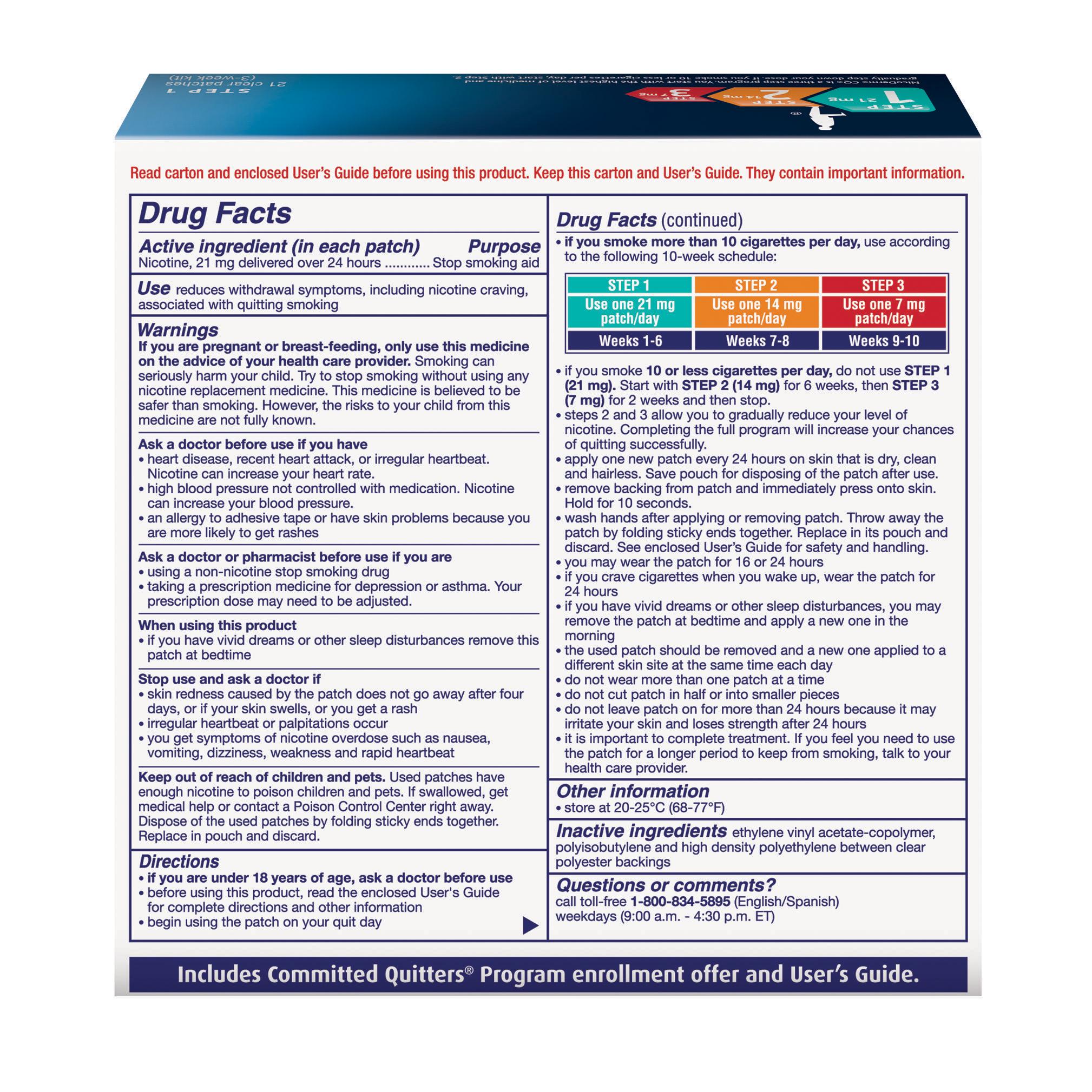 NicoDerm CQ Clear Nicotine Patch 21 milligram (Step 1) Stop