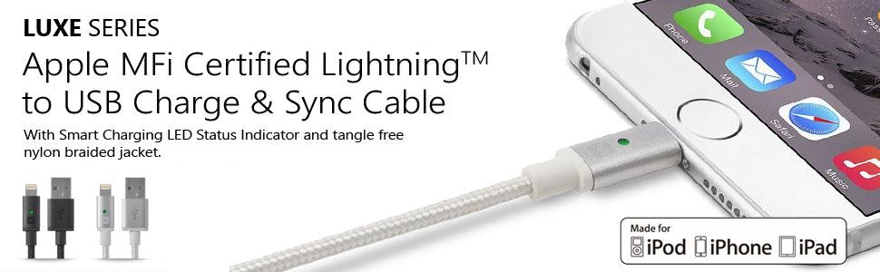 Monoprice Luxe Series Apple MFi Certified Lightning to USB Charge & Sync Cable
