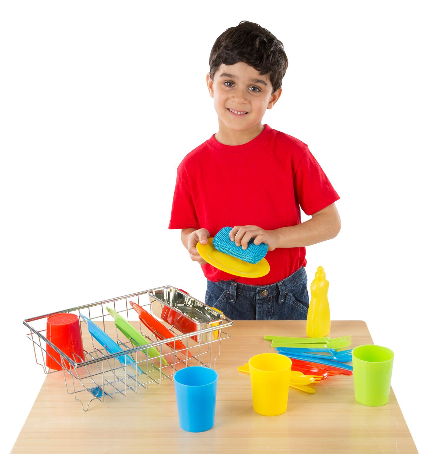 Melissa & Doug Let's Play House! Wash and Dry Dish Set