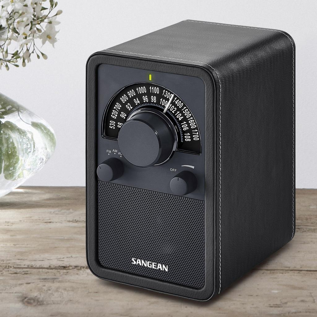 Sangean WR15BK AM/FM Table Top Wooden Radio, Black