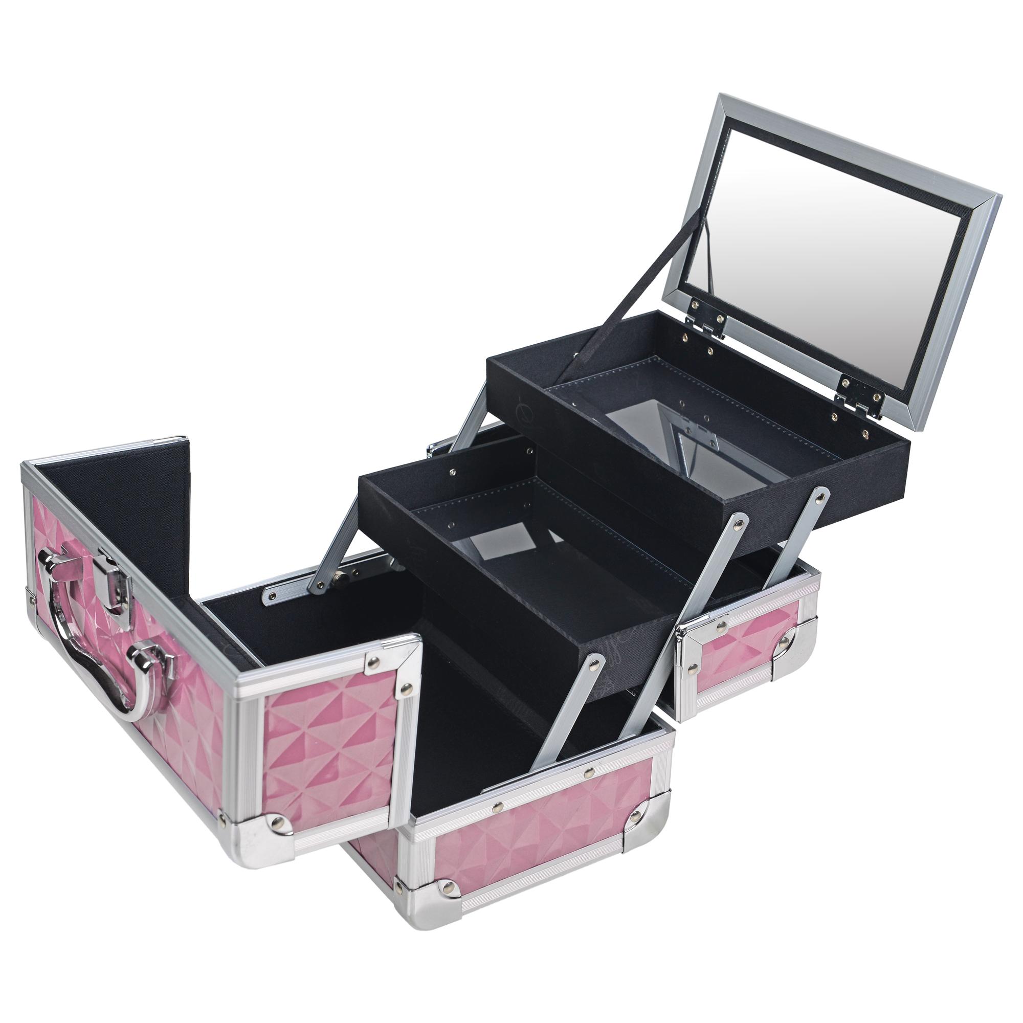 SHANY Mini Makeup Train Case With Mirror Silver Makeup