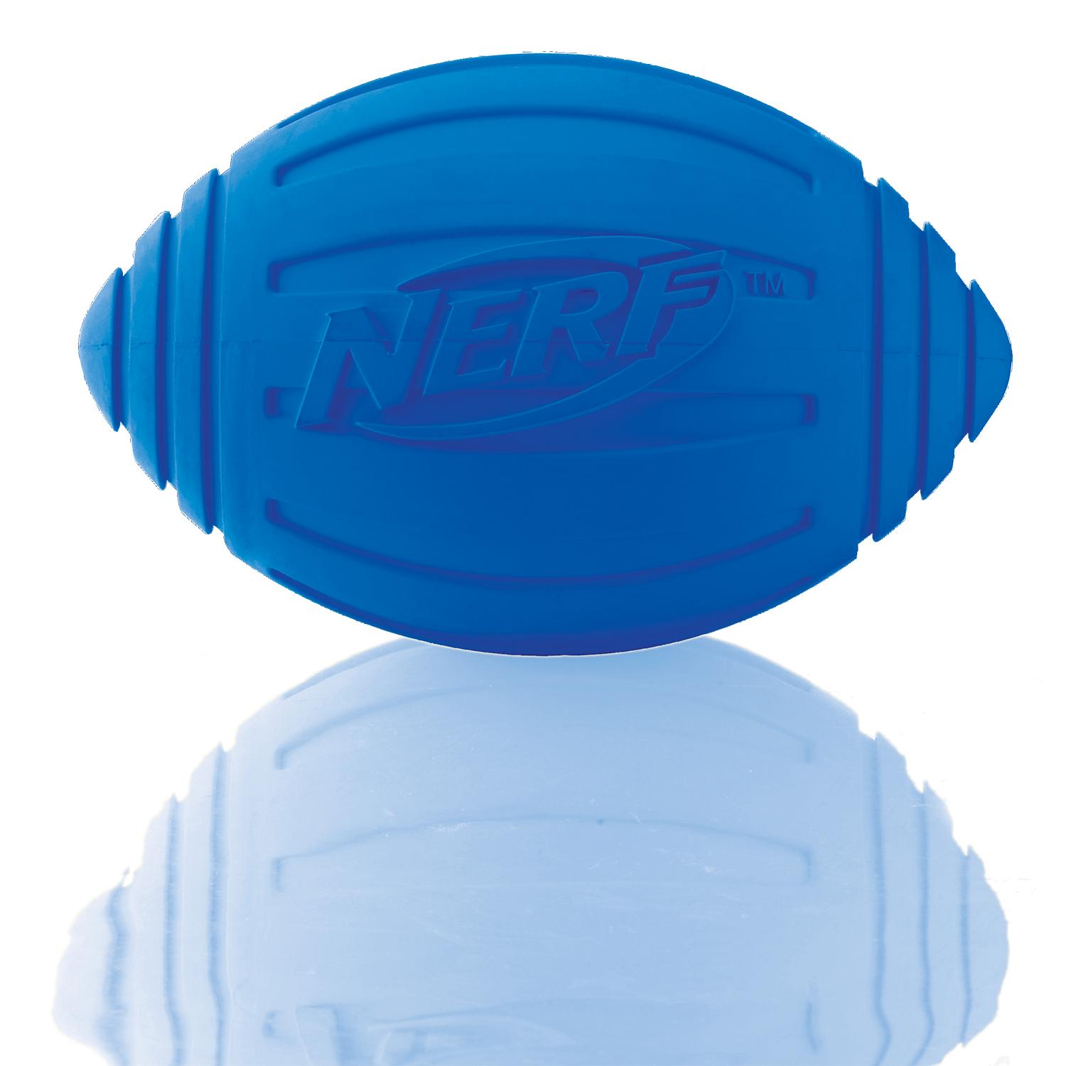 NERF DOG 7 inch Ridged Squeaker Football Blue