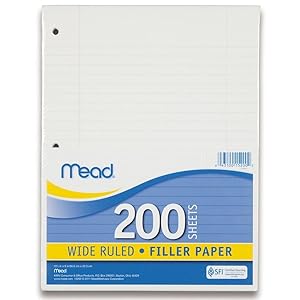 Mead Filler Paper, 200-Count, Wide Ruled, 10-1/2 x 8 Inches