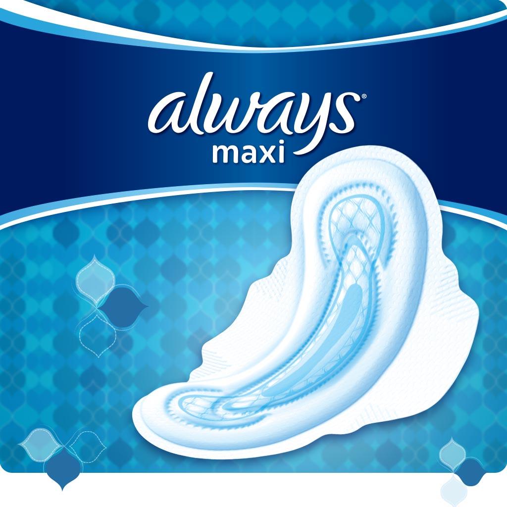 Always Maxi Unscented Pads with Wings, Long/Super 32 Count