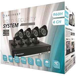 Amcrest 960H HD 4CH 500GB DVR Security Camera System- 4x 800TVL CCTV
