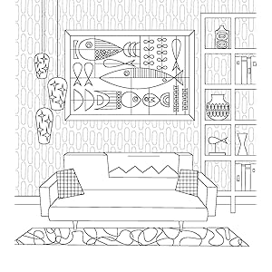 coloring book mid century modern
