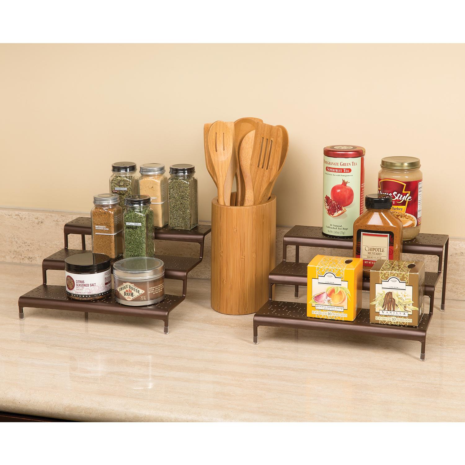Seville Classics 3Tier Expandable Spice Rack Step Shelf