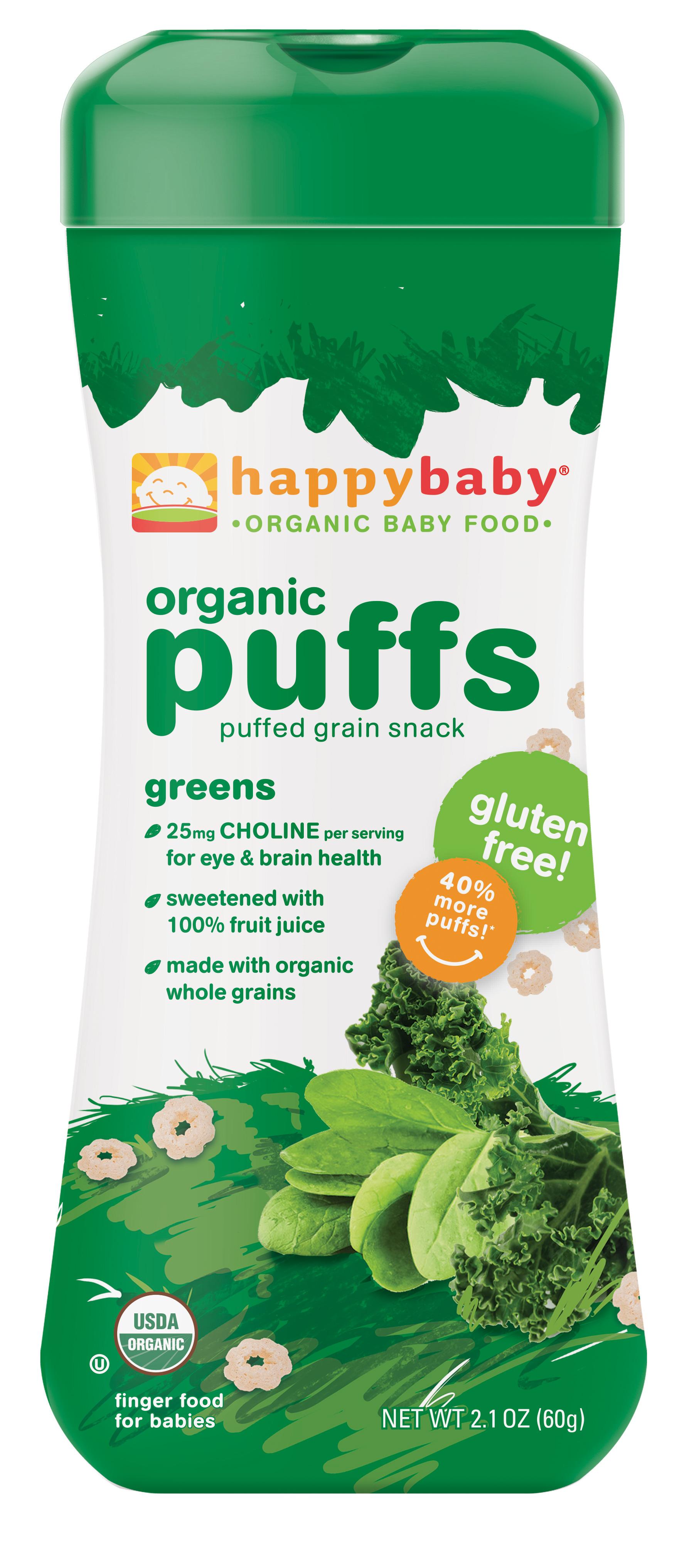 Happy Baby Organic Green Puffs, 2.1000ounces (Pack of6