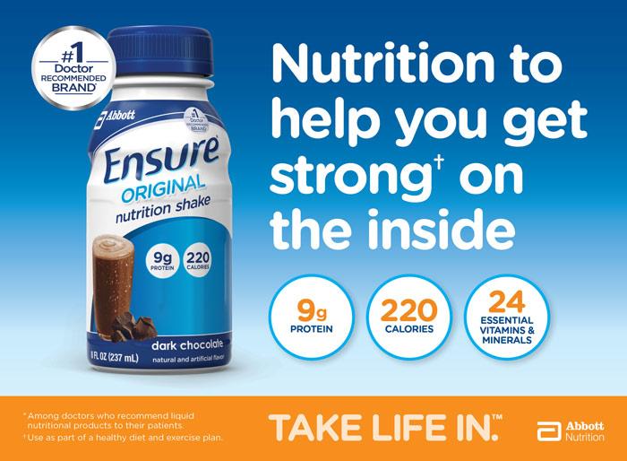 Ensure Original Nutrition Shake, Rich Dark Chocolate, 8Ounce Bottle, 6 Count, (Pack