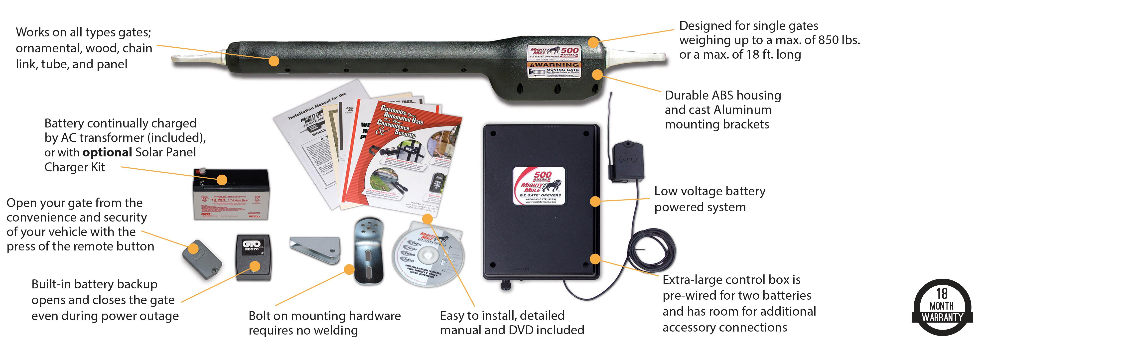 Mighty Mule Automatic Gate Opener for Heavy Duty Single