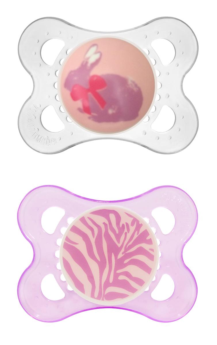 MAM Animals Silicone Pacifier, Pink, 06 Months, 2Count