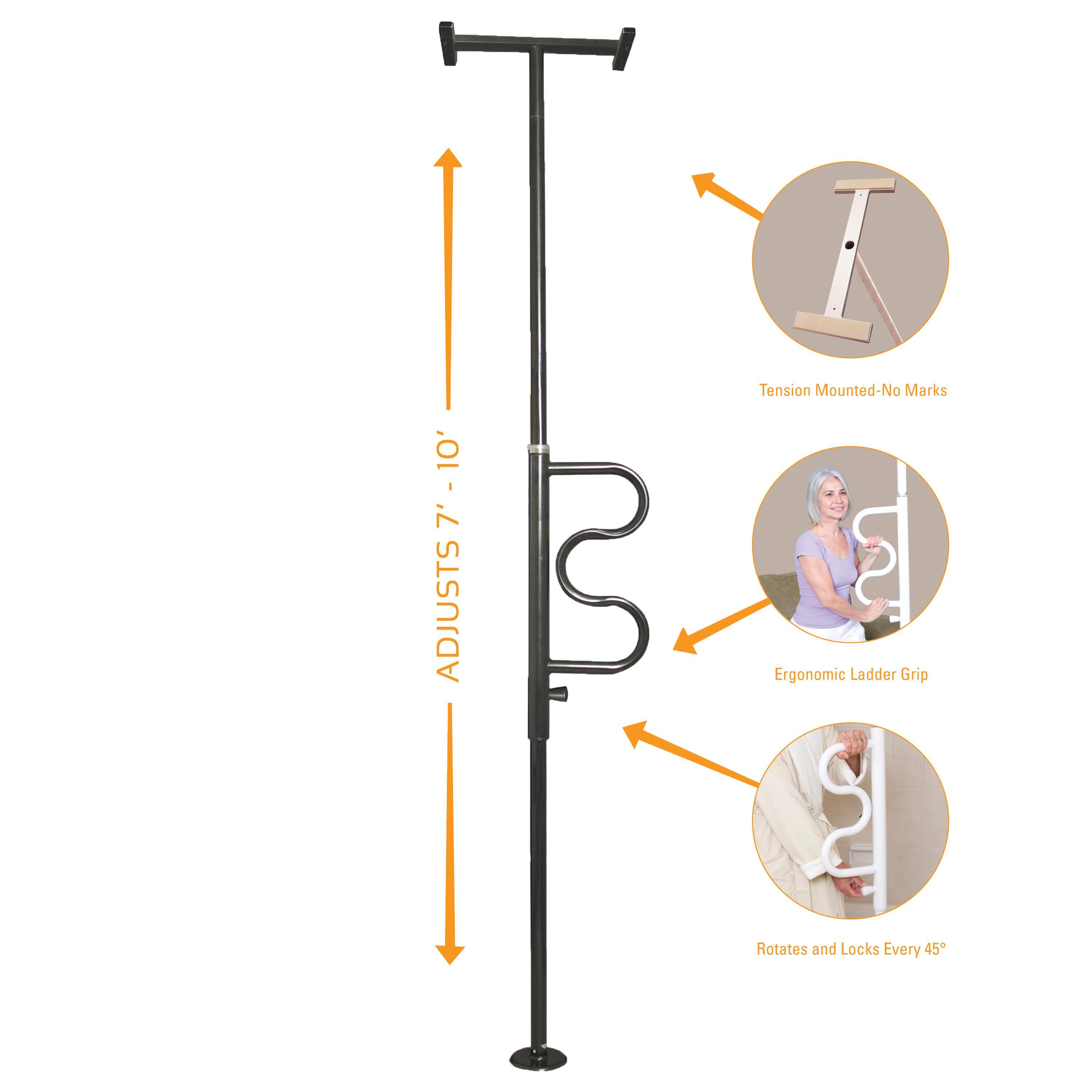 Stander Security Pole and Curve Grab Bar Tension Mounted