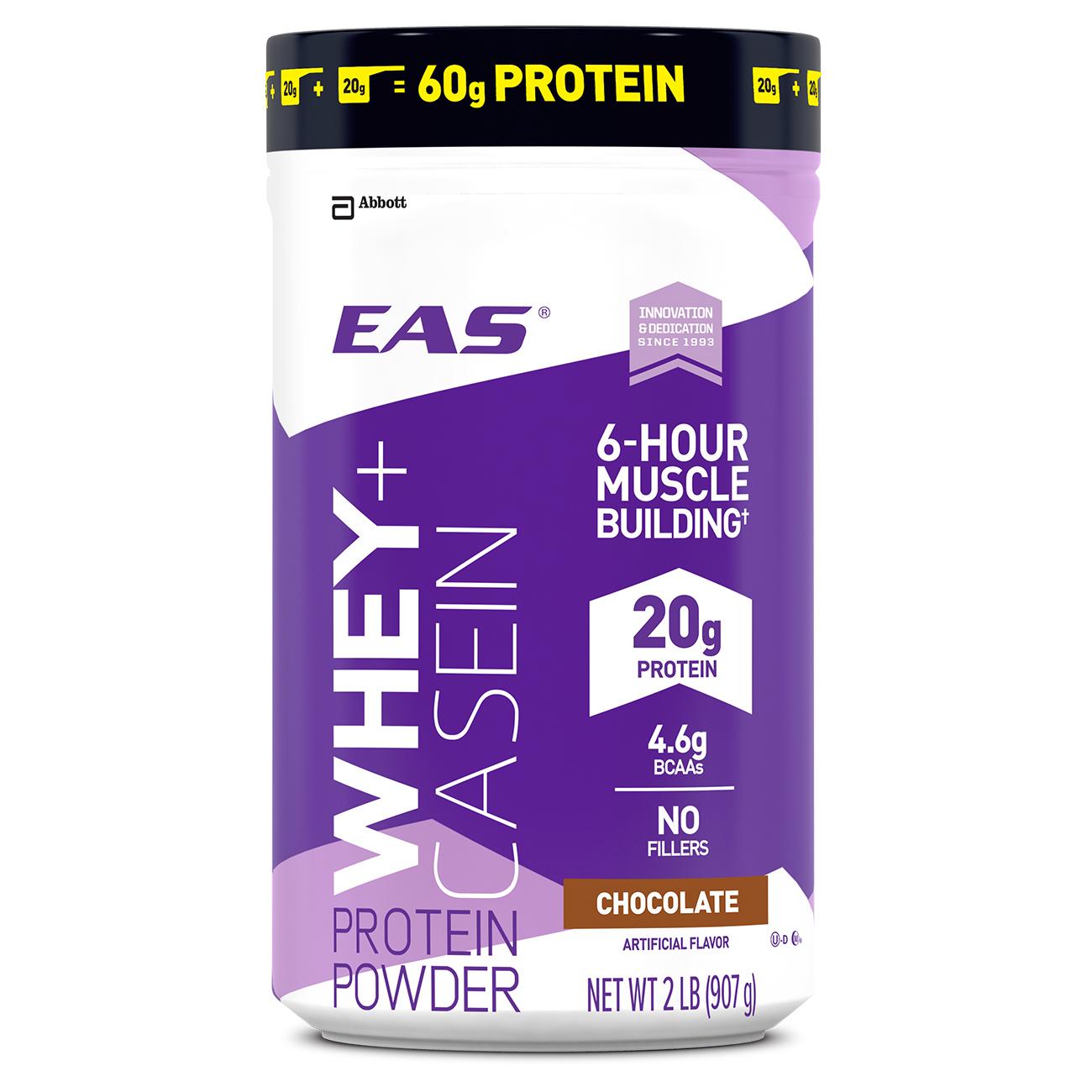 EAS Whey + Casein Protein Powder, Chocolate, 2 Pound