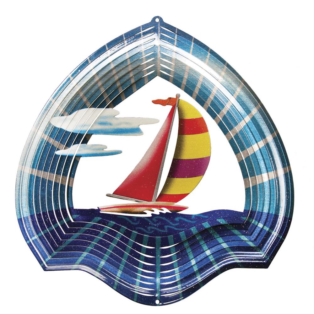 Iron Stop D48010 Designer Sailboat Wind Spinner Patio