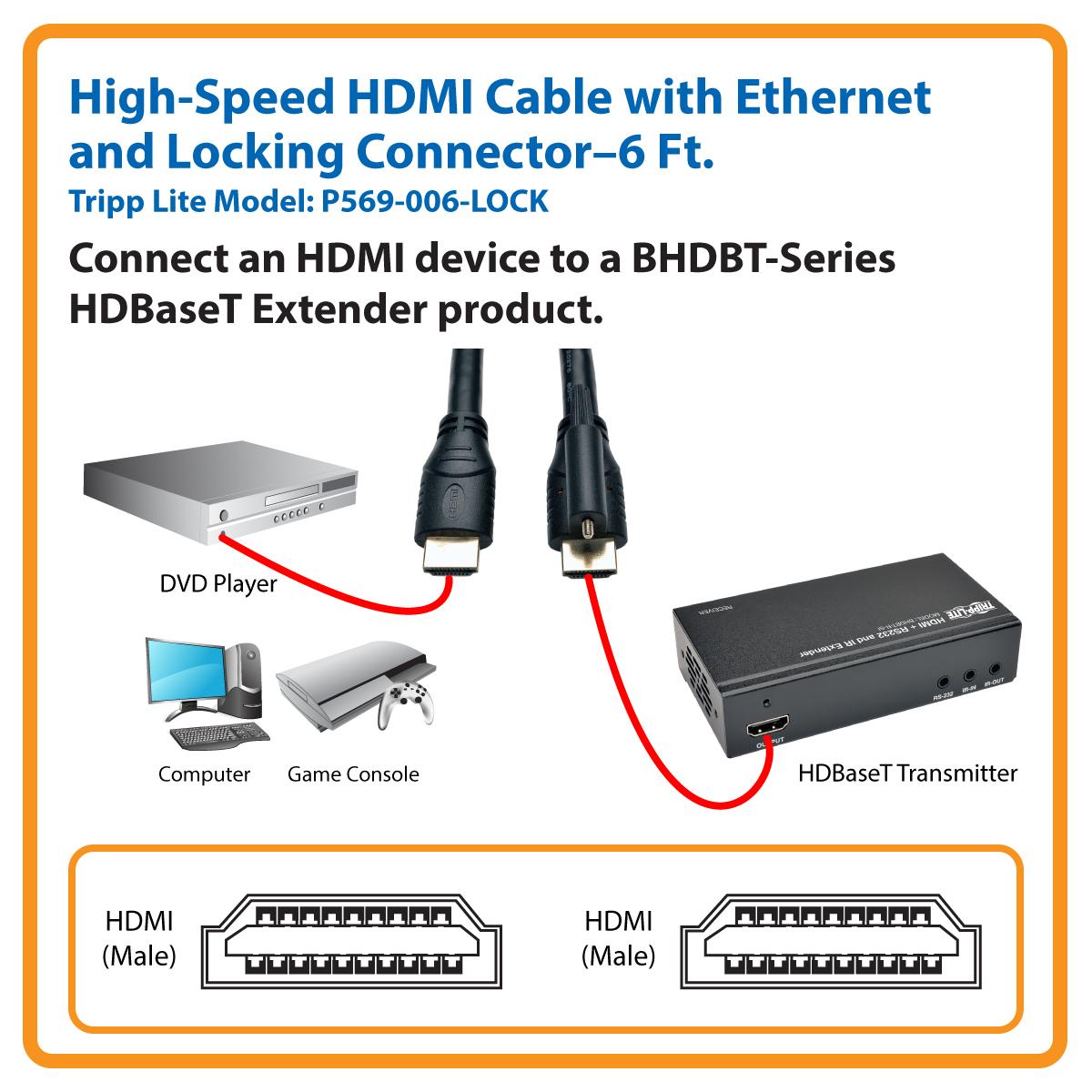 Tripp Lite High Speed HDMI Cable with and Locking
