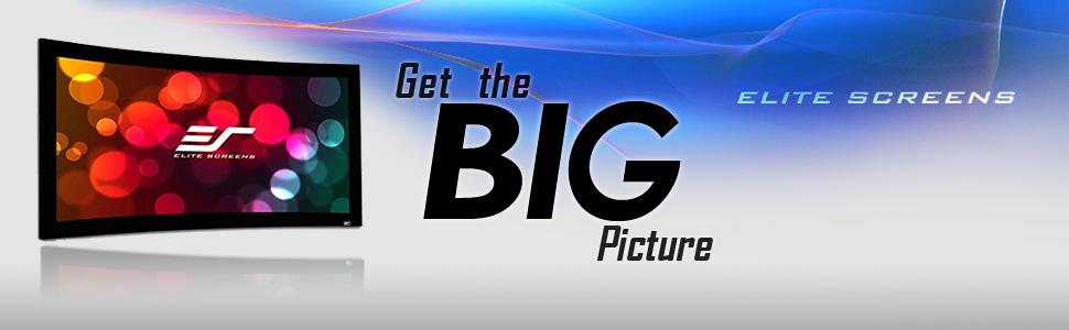 elite screens lunette acousticpro 1080p3;curved 4k uhd fixed frame projector screen;best projection