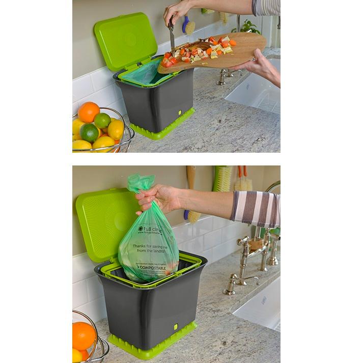 Full Circle Fresh Air Countertop Compost Collector, Green