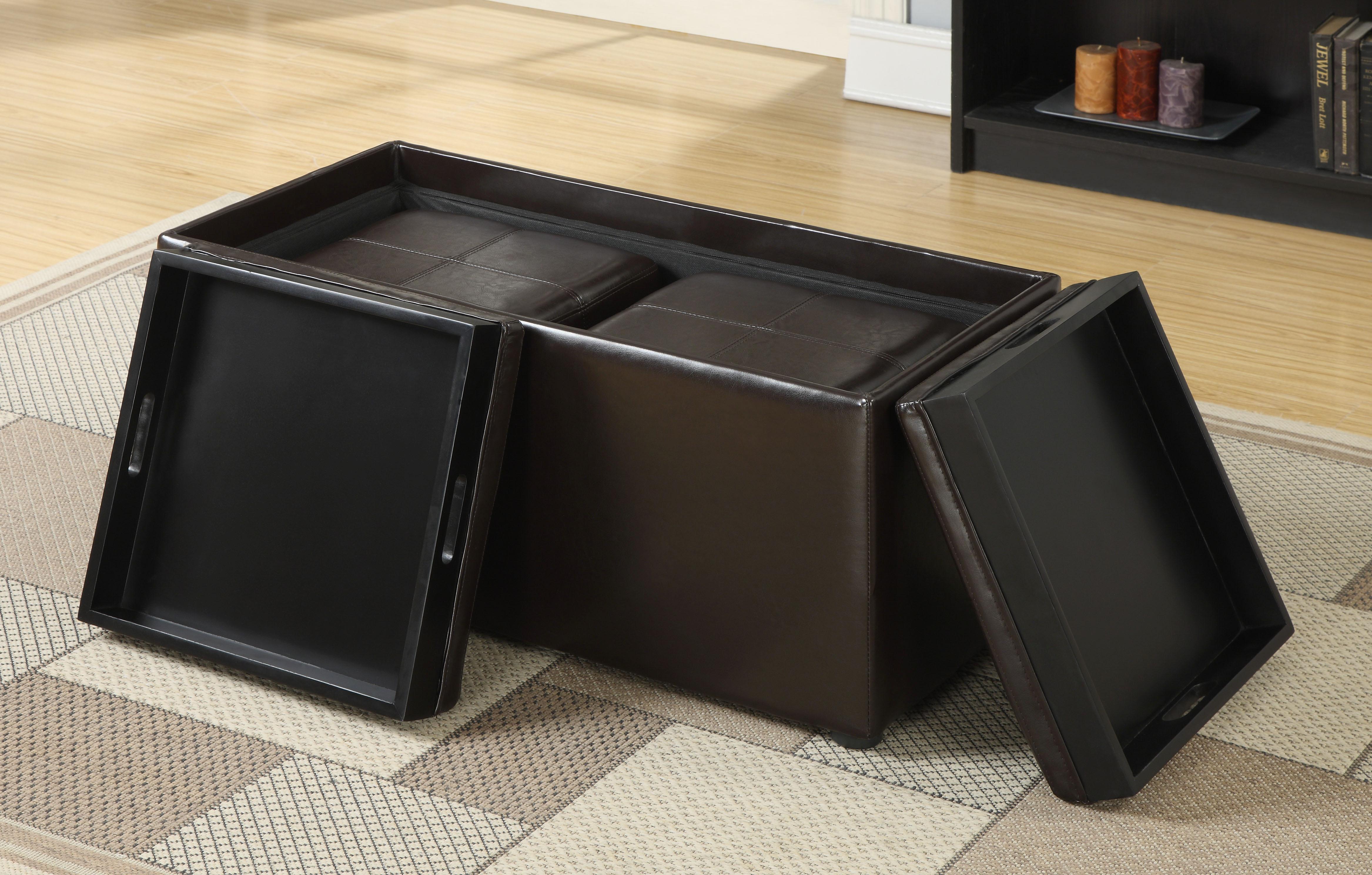 Simpli Home Avalon 3Piece Rectangular Storage Ottoman w