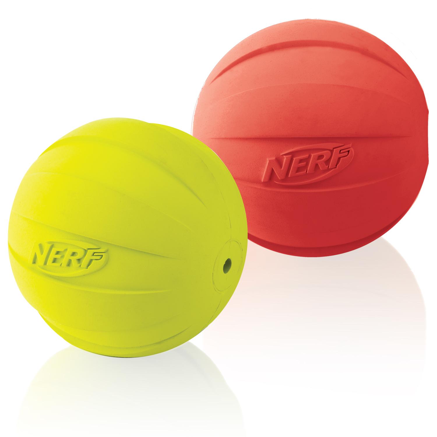 Nerf Dog Squeak Rubbber Ball Dog Toy, Medium/Large, (2