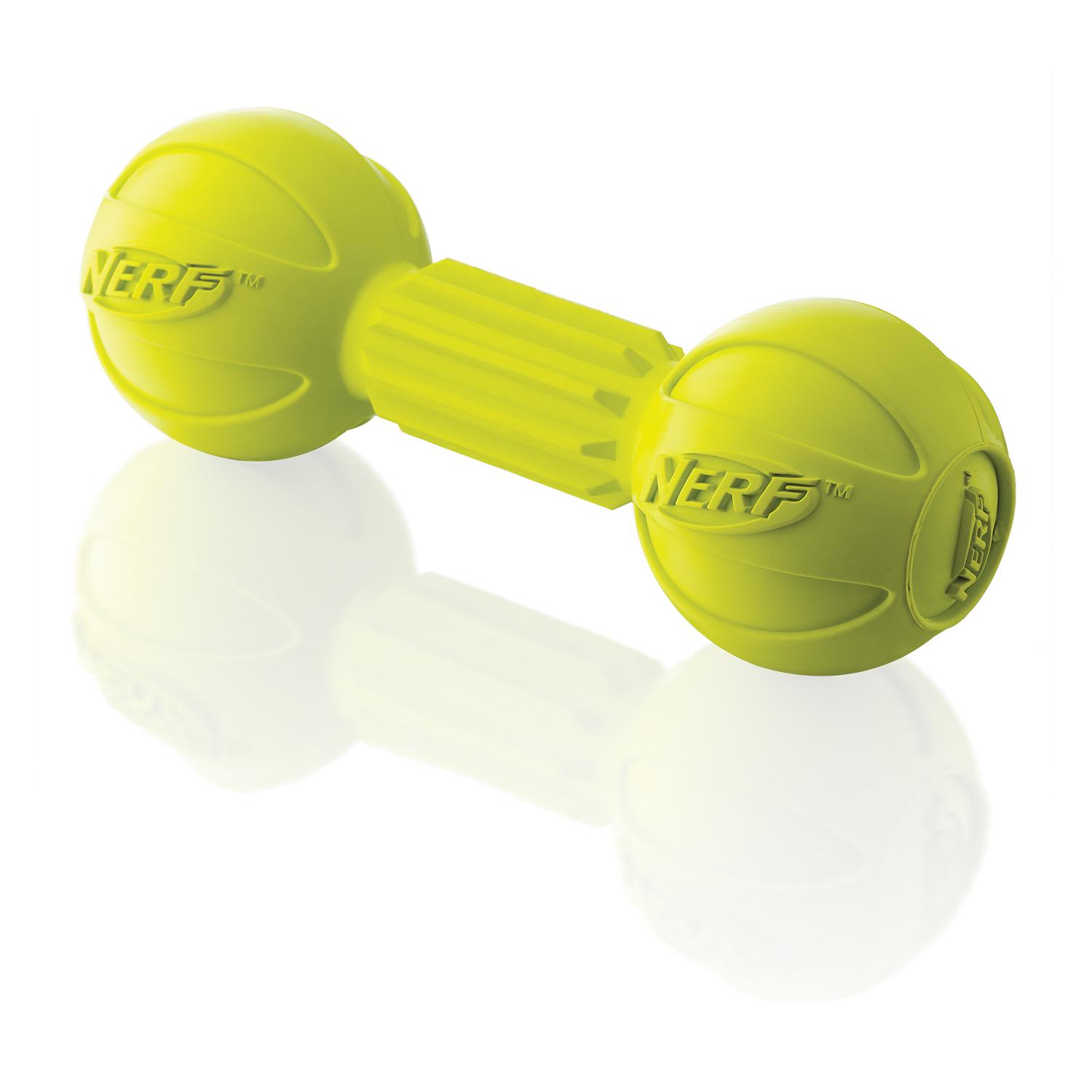 Nerf Dog Barbell Chew Dog Toy, Large, Green Pet Chew