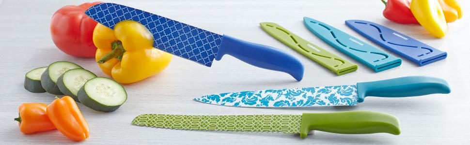 Farberware knives, kitchen knives, ceramic knives, color knives, resin knives